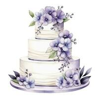 Watercolor wedding cake isolated photo