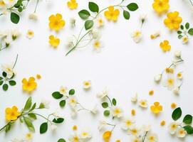 White flowers and leaves background photo