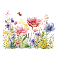 kleurrijk waterverf voorjaar bloemen boeket png