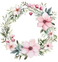 Watercolor floral wreath isolated photo