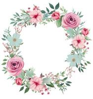 Watercolor floral wreath isolated photo