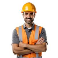 Attractive man in construction helmet photo