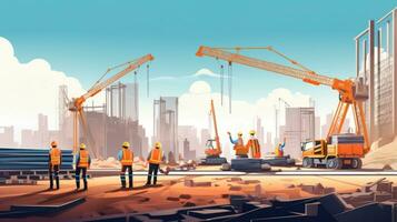 Engineers Constructing Industrial Background photo
