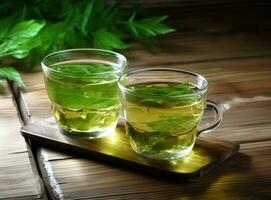 Green tea natural background photo