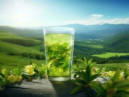 Green tea natural background photo