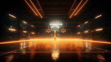 Basketball court with lights photo