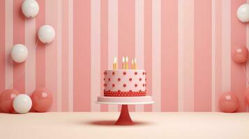 Minimalist birthday background with cake photo