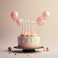 Minimalist birthday background with cake photo