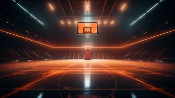 Basketball court with lights photo