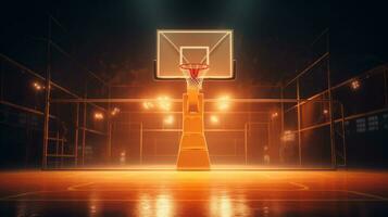 Basketball court with lights photo