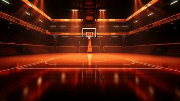 Basketball court with lights photo