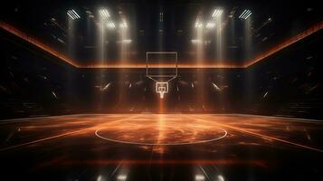 Basketball court with lights photo