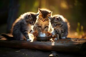 Cute kitten with food photo