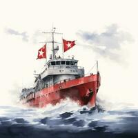 Retro poster with ship photo