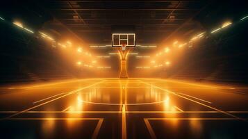 Basketball court with lights photo