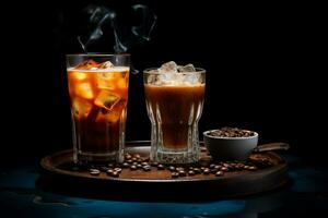 Espresso ice coffee in glass photo