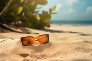 Sunglasses on a sandy island photo