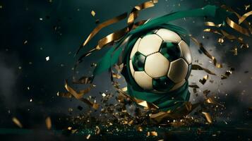 Soccer ball with confetti photo