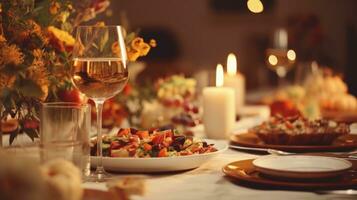 Thanksgiving dinner table background photo