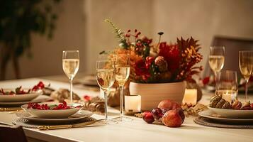 Christmas dinner table background photo