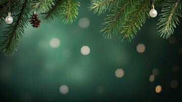 Christmas green background with fir branches photo