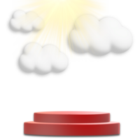 podium with clouds and light effect png