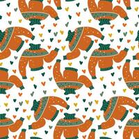 Seamless autumn pattern with autumn sweater. Fabric print on a white background. Printing on textiles and paper autumn style with hearts vector