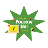 follow us  sticker retro png