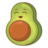 adesivo sorrir abacate kawaii estilo. fofa png ilustração fruta e vegetal personagens