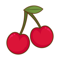 Cherry Fruit Vegetable White Outline Style png