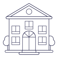 School Building Line Style e png