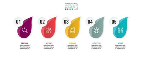 concepto de negocio de plantilla infográfica con paso. vector