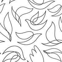 Vector seamless line birds pattern. Flying, freedom, peace minimalist background.