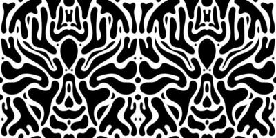 Vector organic shape pattern, black and white blob seamless background. Floral, geometric abstract art, hand drawn