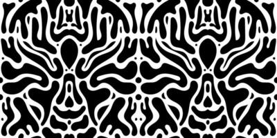 Vector organic shape pattern, black and white blob seamless background. Floral, geometric abstract art, hand drawn