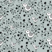 Vector seamless cute nature birds retro pattern.