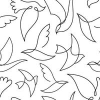 Vector seamless line birds pattern. Flying, freedom, peace minimalist background.