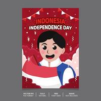 plantilla de póster del evento del día de la independencia de indonesia, día de celebración de la independencia de indonesia vector