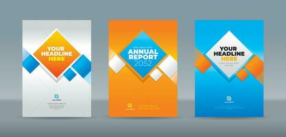 White orange and cyan abstract rectangle on gradation background. A4 size book cover template for annual report, magazine, booklet, proposal, portfolio, brochure, poster vector