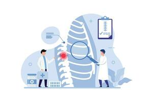 Spine pain, problems and disorders manual therapy illustration concept vector