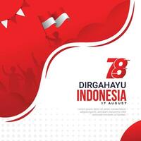 indonesio independencia día póster y bandera celebracion 17 agosto vector