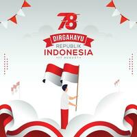 indonesio independencia día póster y bandera celebracion 17 agosto vector