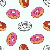 Donuts doodle hand drawn seamless pattern vector illustration