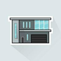 Illustration Vector of Gray Modern House in Flat Design