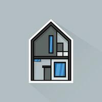 Illustration Vector of Gray Modern House in Flat Design