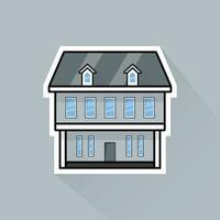 Illustration Vector of Gray Suburban House in Flat Design