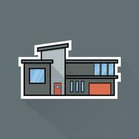 Illustration Vector of Dark Gray Modern House in Flat Design