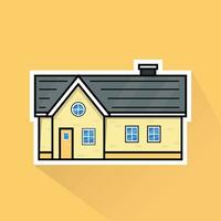 Illustration Vector of Yellow Suburban House in Flat Design
