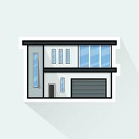 Illustration Vector of White Modern House in Flat Design