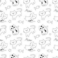 Cute cat cartoon seamless pattern background for illustration, wallpaper, wrapping vector